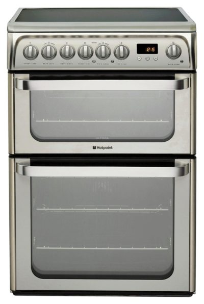 Hotpoint HUE61XS Double Electric Cooker - Silver.